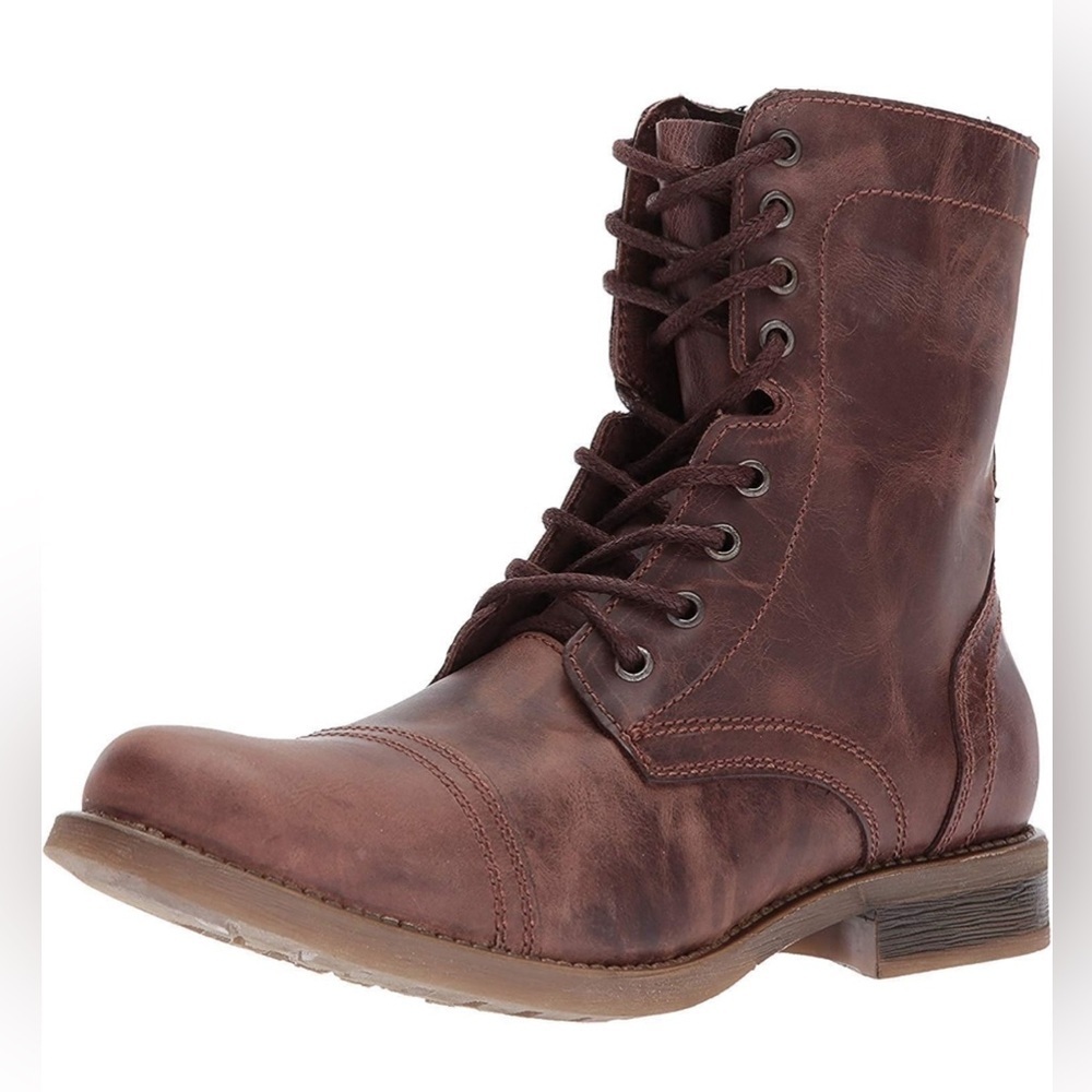 NEW- Steve Madden Men's Troopah-C Combat Boot SIZE: 9M  COLOR: Brown